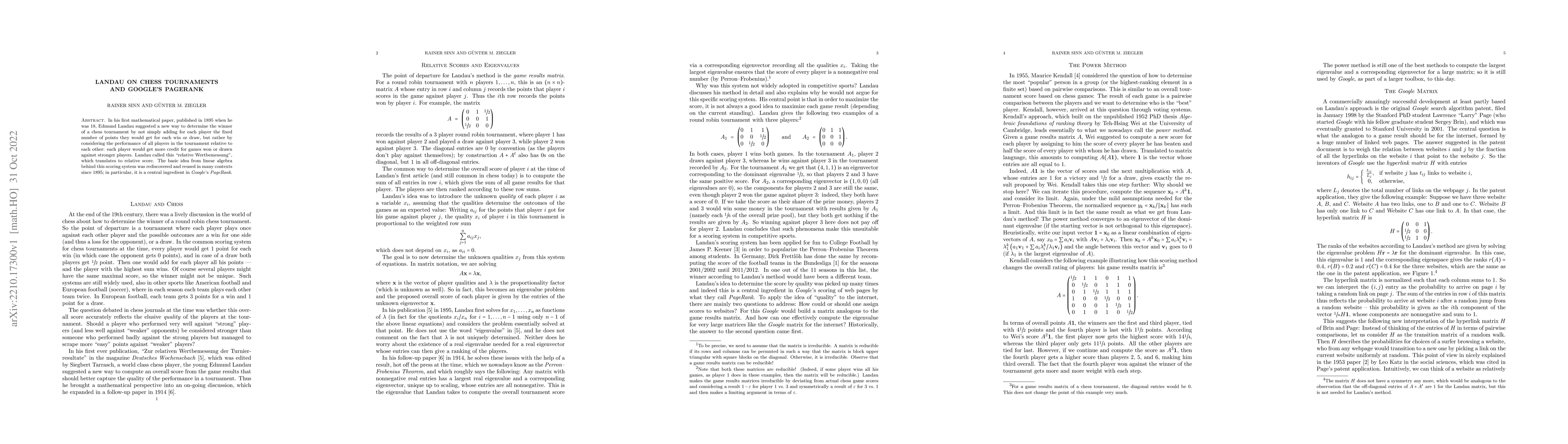 Thumbnail for Landau on Chess Tournaments and Google's PageRank
