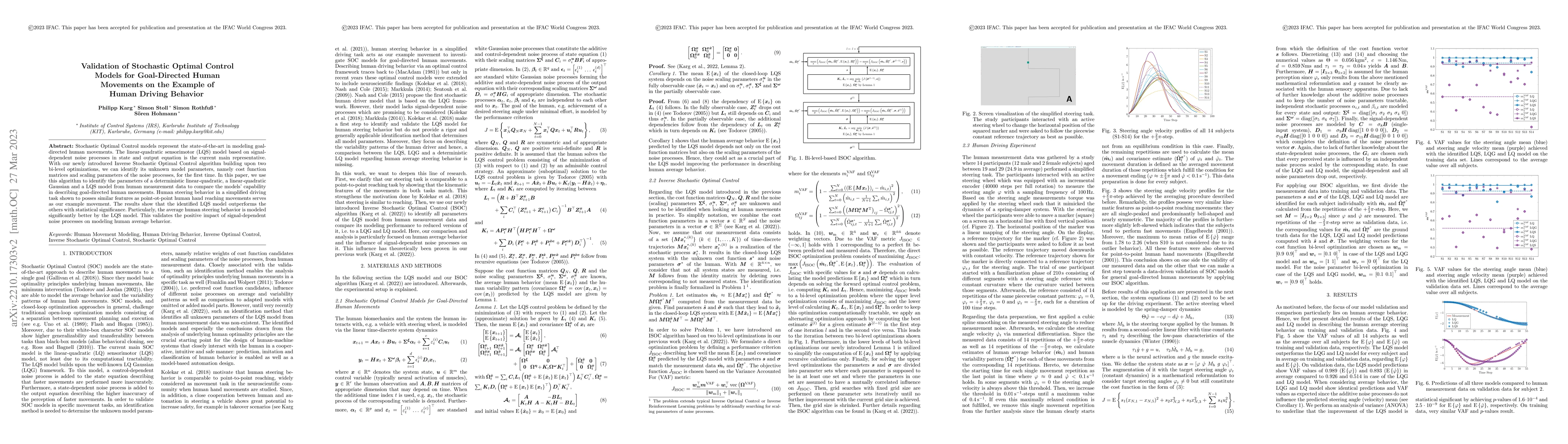 Thumbnail for Validation of Stochastic Optimal Control Models for Goal-Directed Human
  Movements on the Example of Human Driving Behavior
