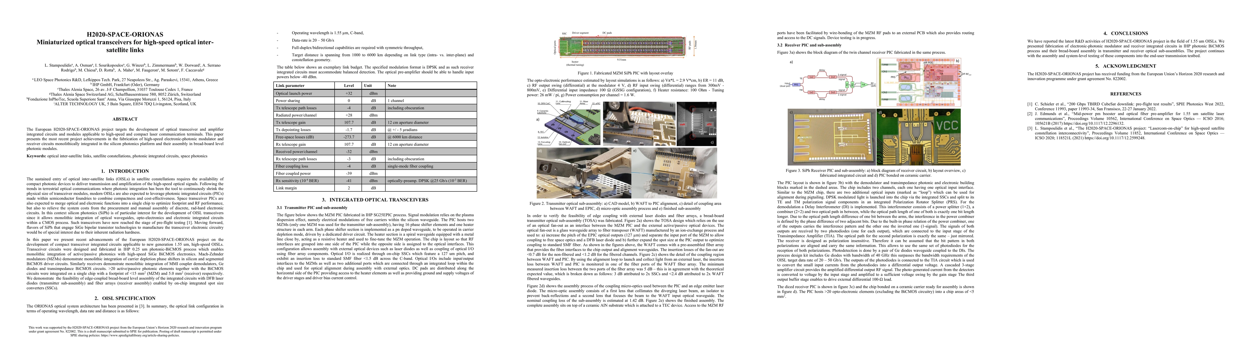 Thumbnail for H2020-SPACE-ORIONAS Miniaturized optical transceivers for high-speed
  optical inter-satellite links