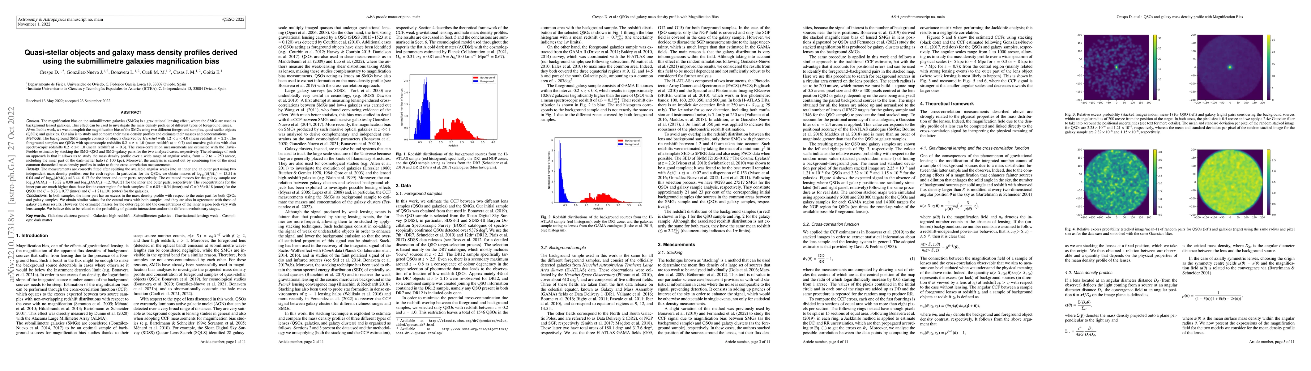 Thumbnail for Quasi-stellar objects and galaxy mass density profiles derived using the
  submillimetre galaxies magnification bias