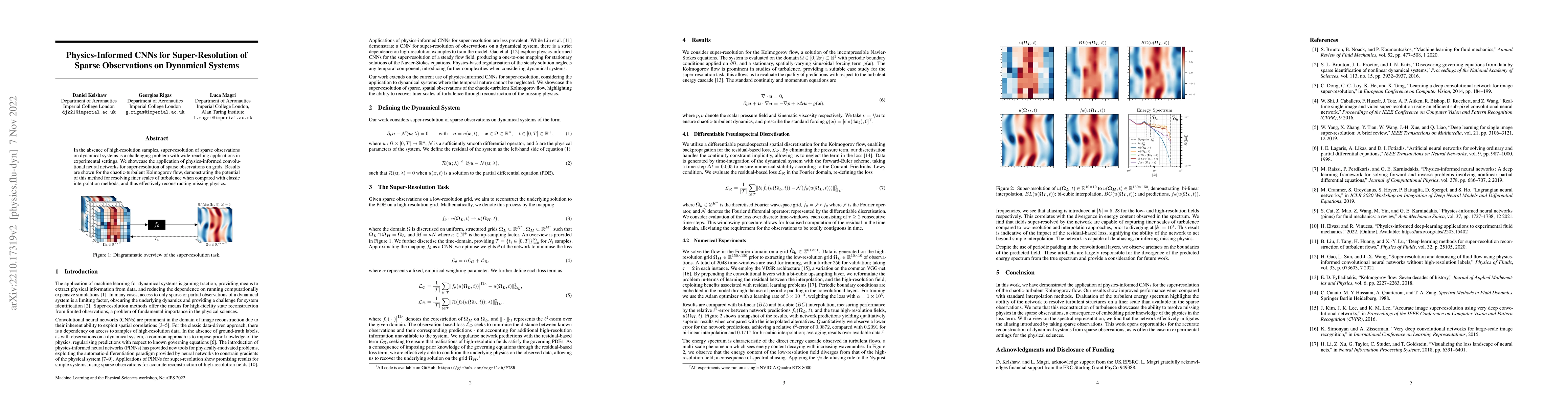Thumbnail for Physics-Informed CNNs for Super-Resolution of Sparse Observations on
  Dynamical Systems