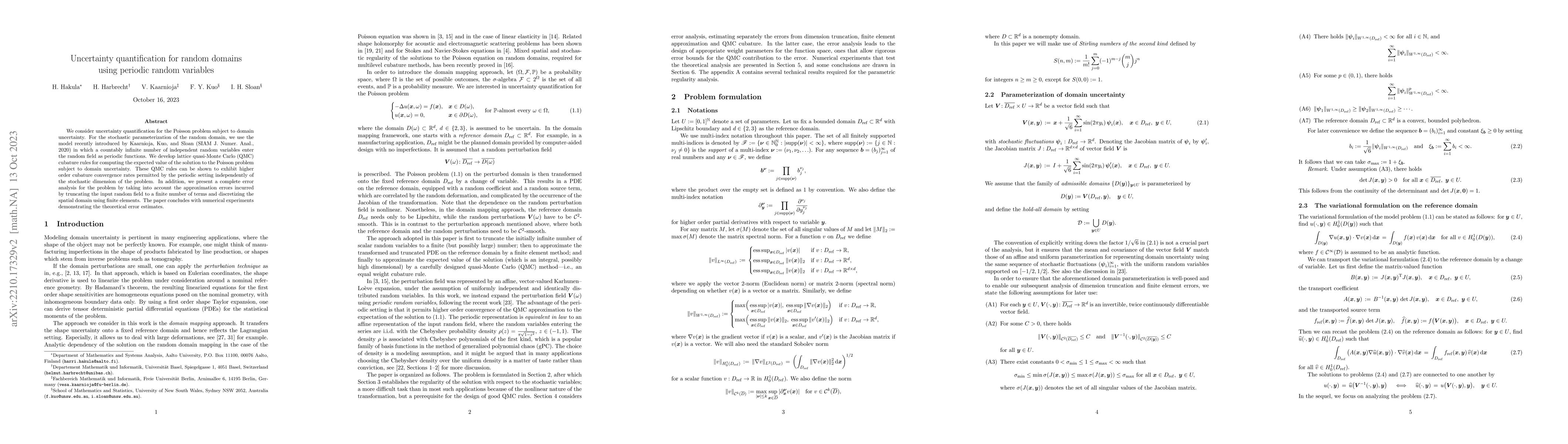 Thumbnail for Uncertainty quantification for random domains using periodic random
  variables