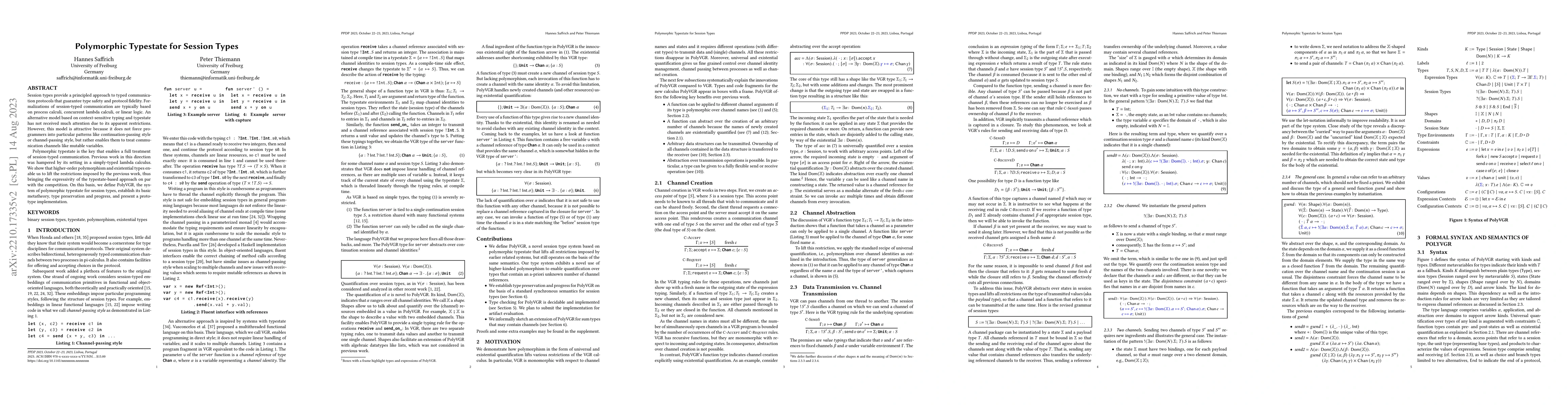 Thumbnail for Polymorphic Typestate for Session Types