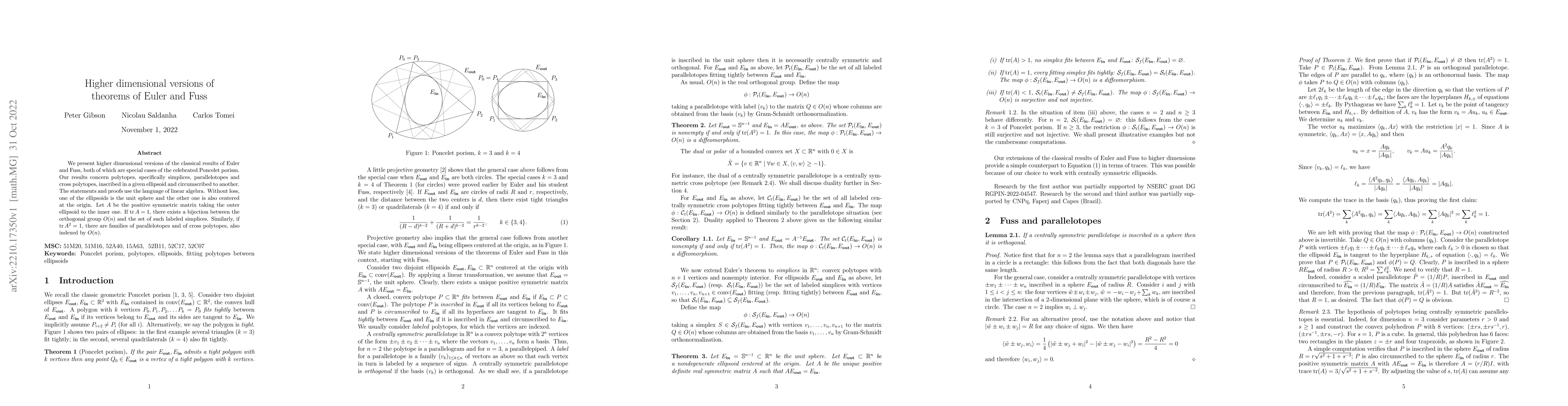 Thumbnail for Higher dimensional versions of theorems of Euler and Fuss