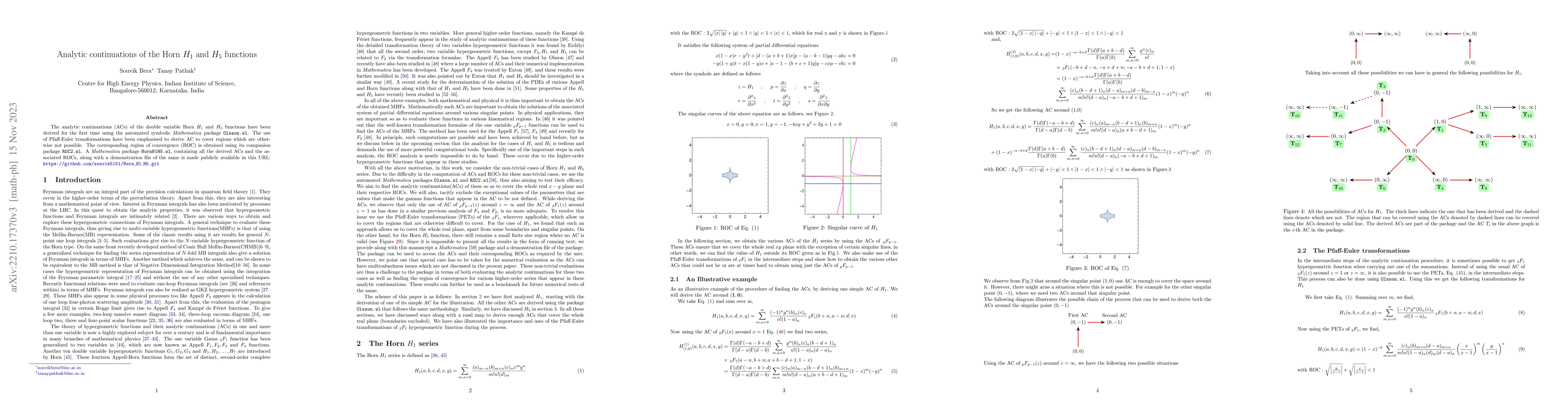 Thumbnail for Analytic continuations of the Horn $H_1$ and $H_5$ functions