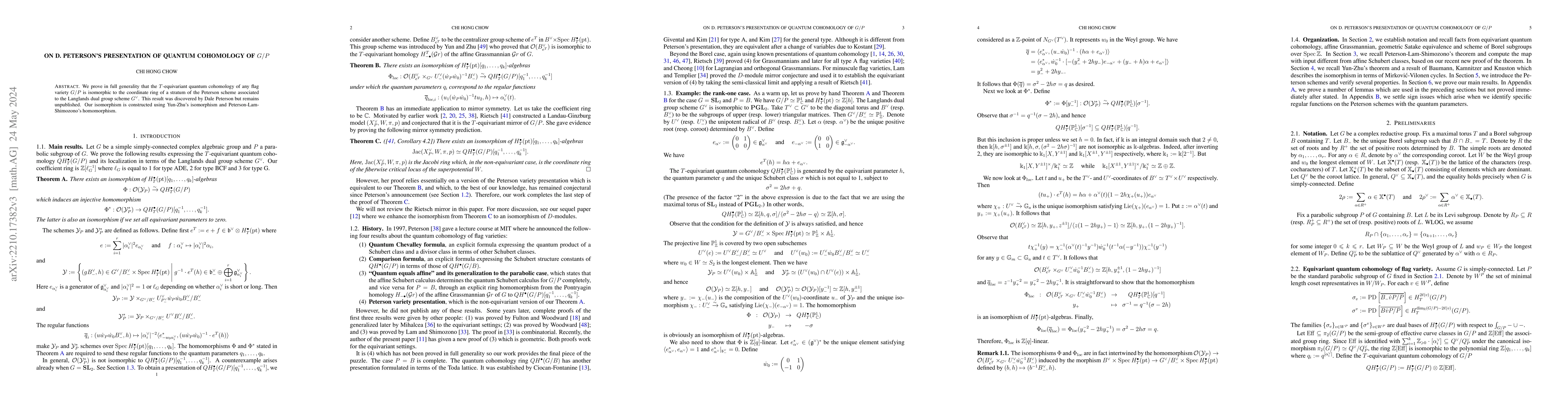 Thumbnail for On D. Peterson's presentation of quantum cohomology of $G/P$