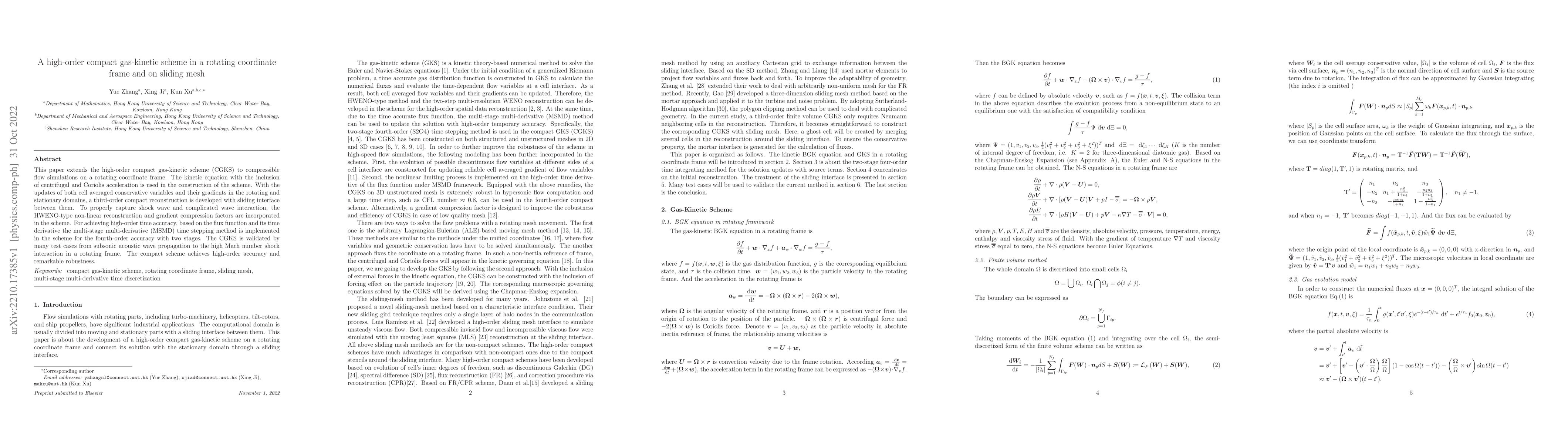 Thumbnail for A high-order compact gas-kinetic scheme in a rotating coordinate frame
  and on sliding mesh