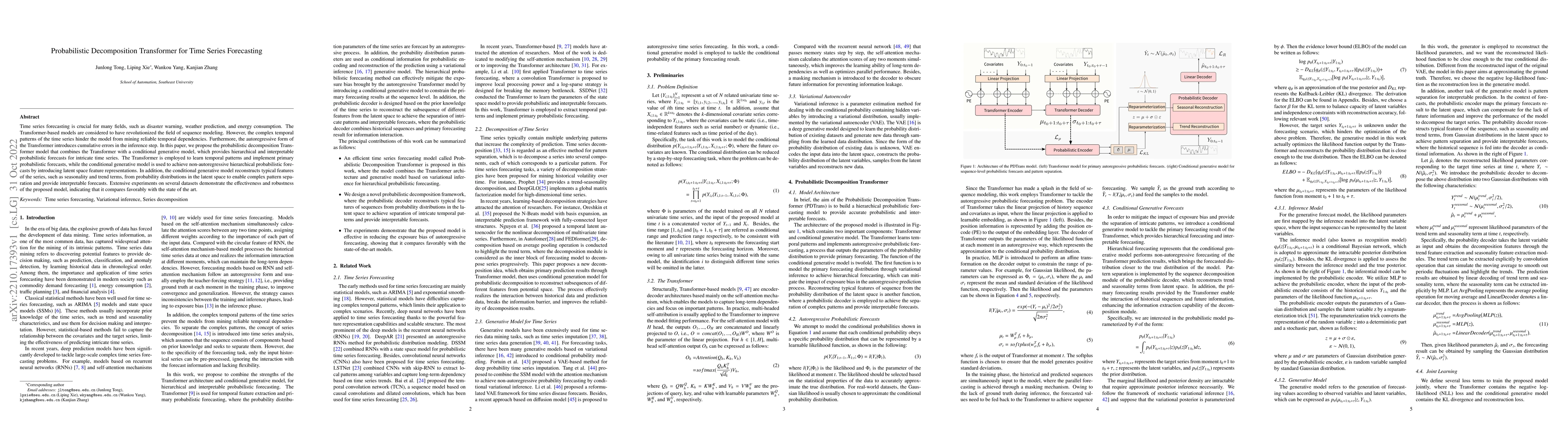 Thumbnail for Probabilistic Decomposition Transformer for Time Series Forecasting