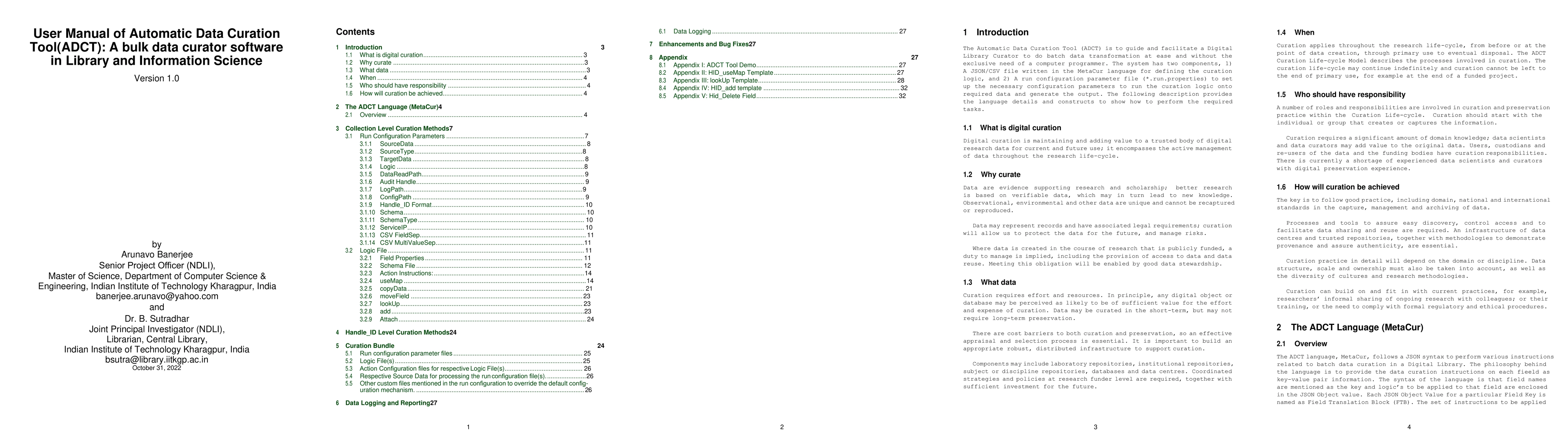 Thumbnail for User Manual of Automatic Data Curation Tool(ADCT): A bulk data curator
  software in Library and Information Science