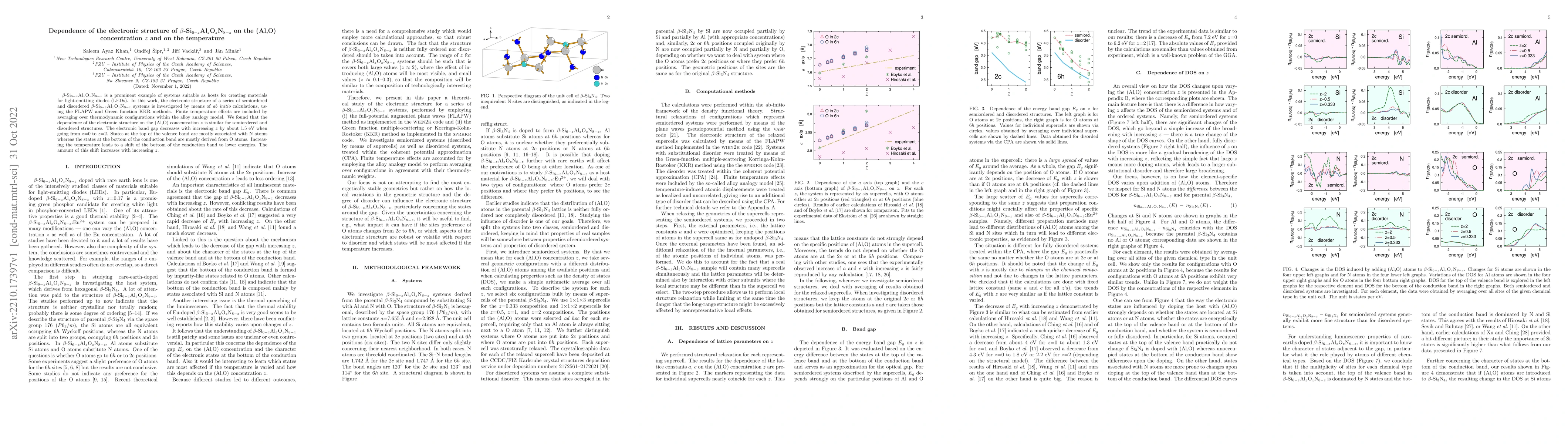 Thumbnail for Dependence of the electronic structure of
  $\beta$-Si$_{6-z}$Al$_{z}$O$_{z}$N$_{8-z}$ on the (Al,O) concentration $z$
  and on the temperature