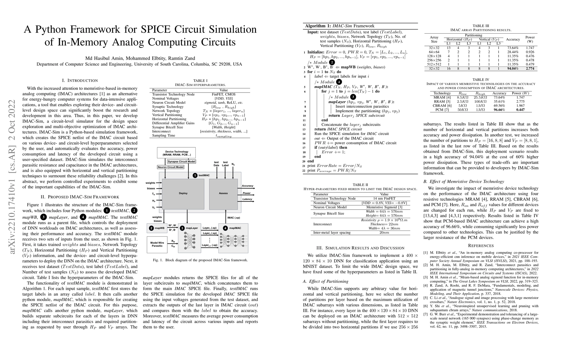 Thumbnail for A Python Framework for SPICE Circuit Simulation of In-Memory Analog
  Computing Circuits