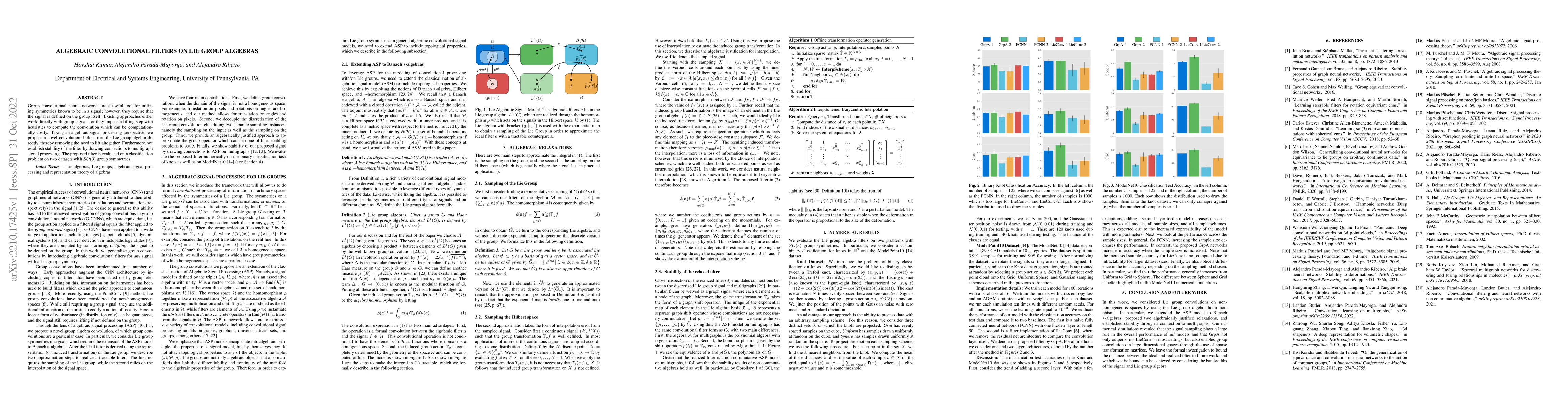Thumbnail for Algebraic Convolutional Filters on Lie Group Algebras