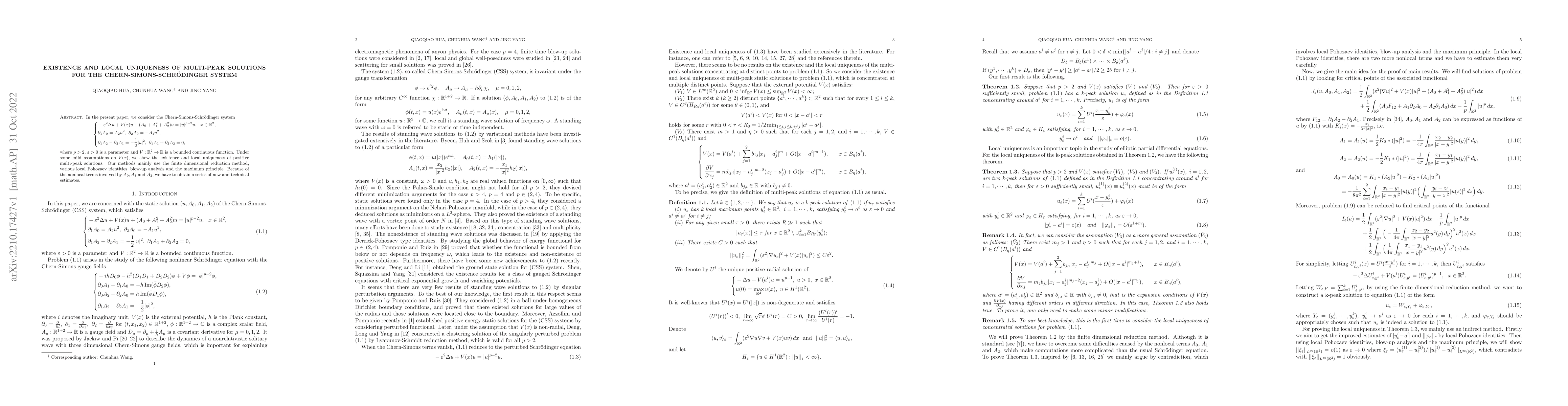 Thumbnail for Existence and local uniqueness of multi-peak solutions for the
  Chern-Simons-Schr\"{o}dinger system