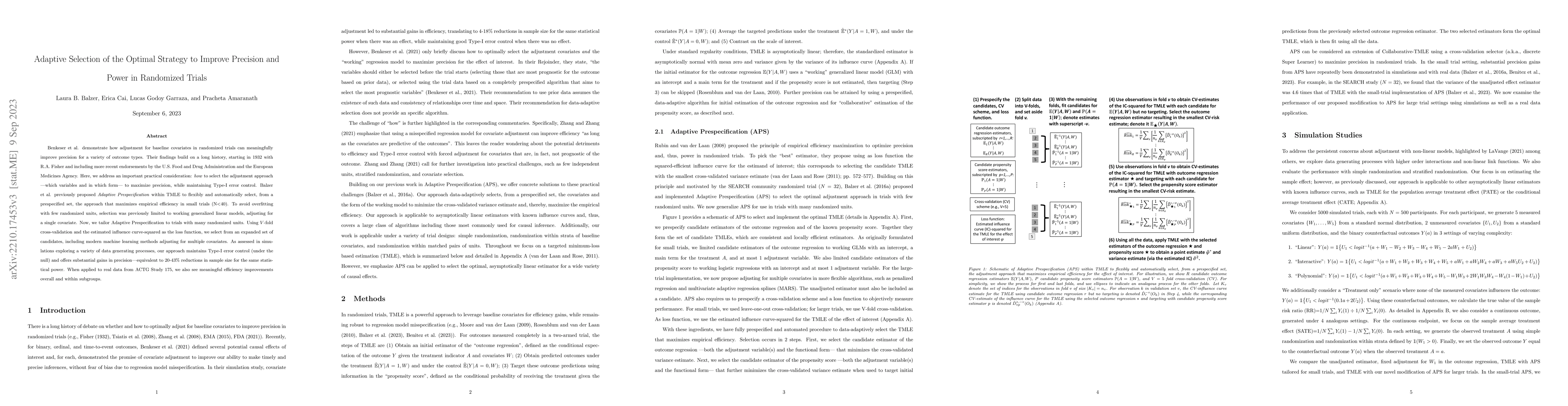 Thumbnail for Adaptive Selection of the Optimal Strategy to Improve Precision and
  Power in Randomized Trials