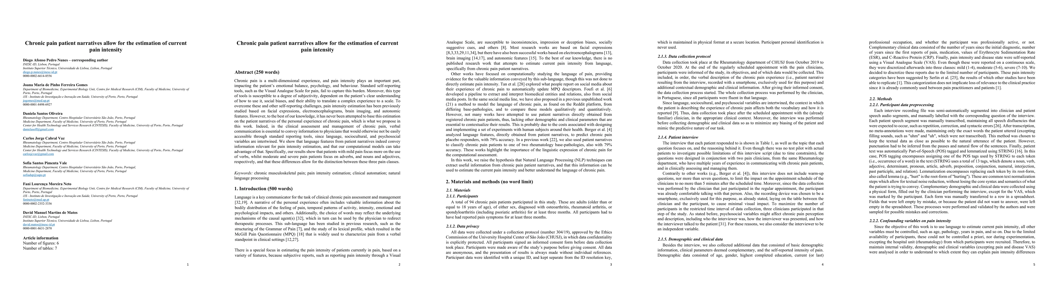 Thumbnail for Chronic pain patient narratives allow for the estimation of current pain
  intensity