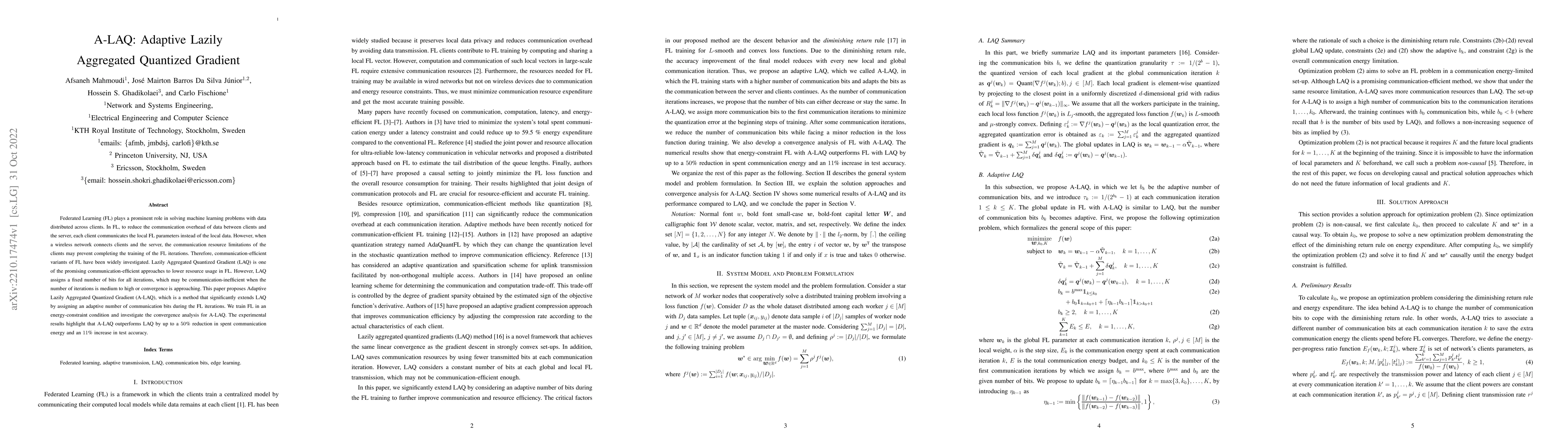 Thumbnail for A-LAQ: Adaptive Lazily Aggregated Quantized Gradient