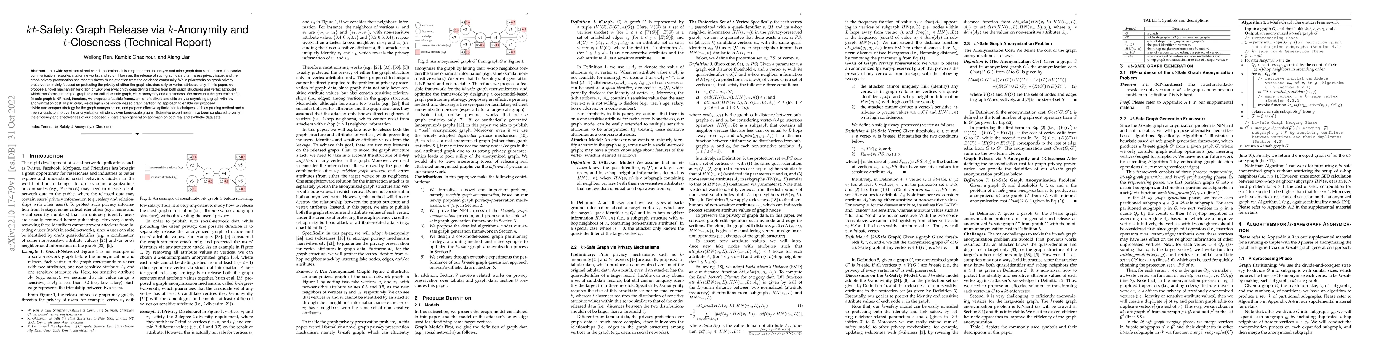 Thumbnail for kt-Safety: Graph Release via k-Anonymity and t-Closeness (Technical
  Report)