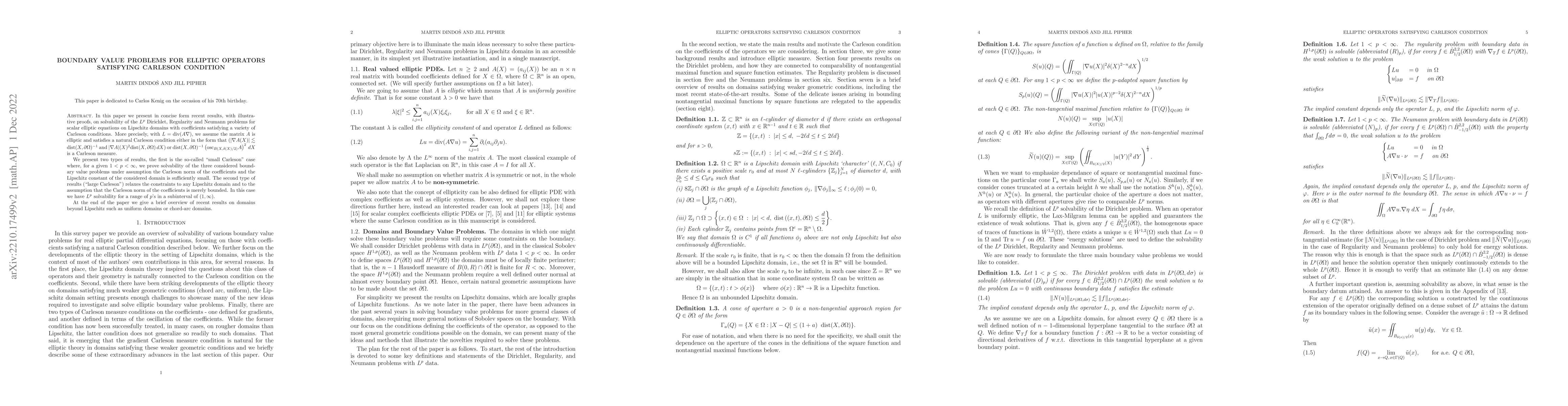 Thumbnail for Boundary value problems for elliptic operators satisfying Carleson
  condition