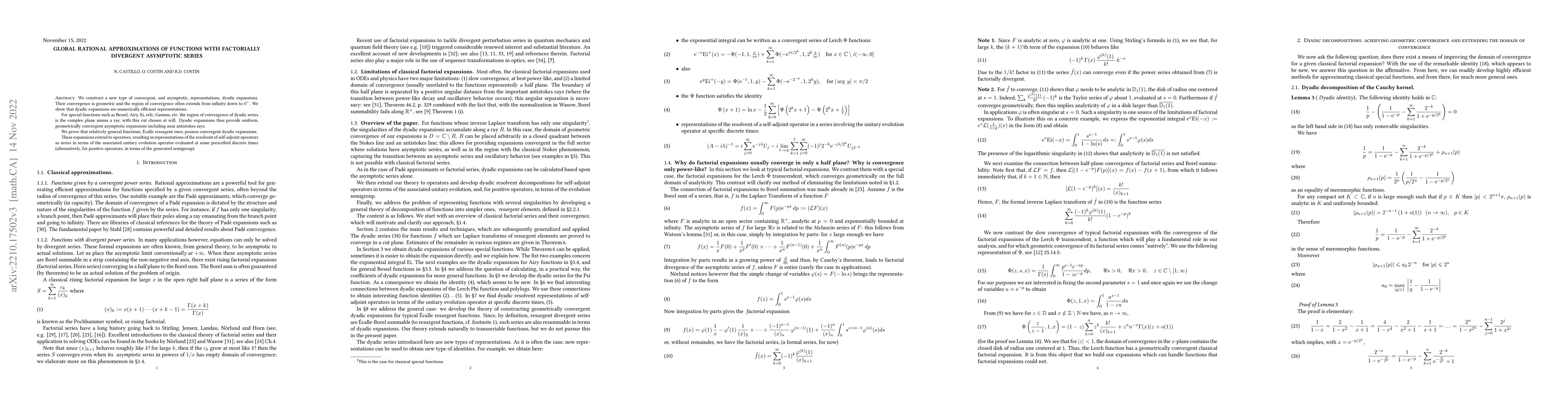 Thumbnail for Global Rational Approximations of Functions With Factorially Divergent
  Asymptotic Series