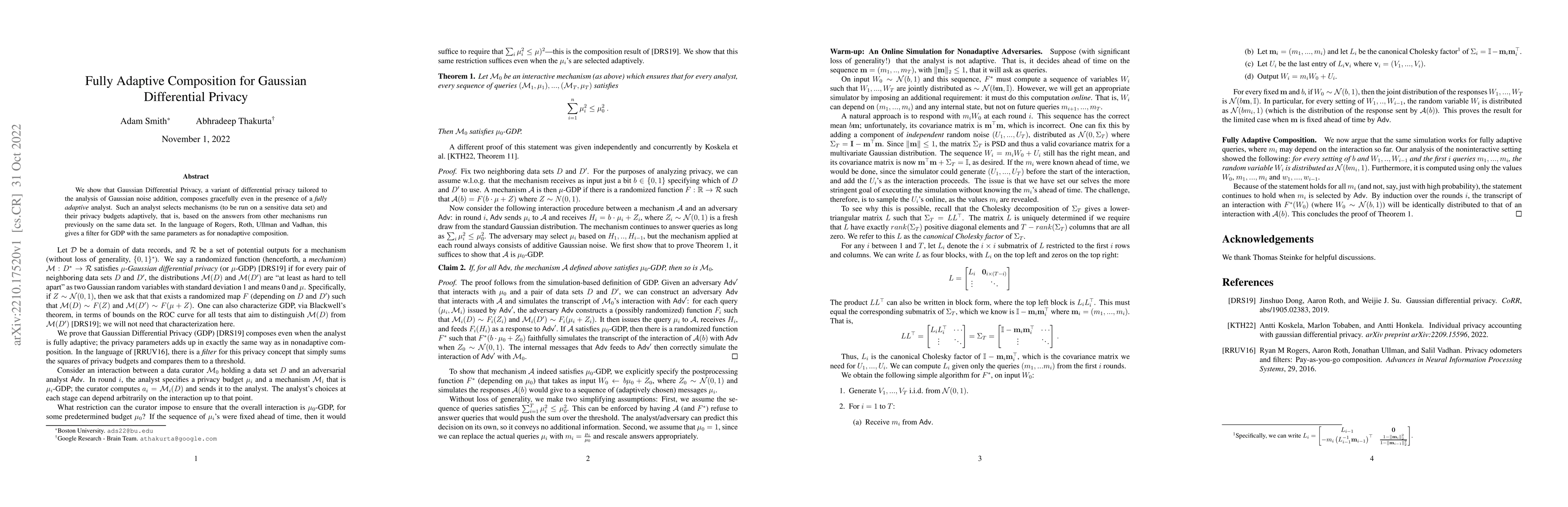 Thumbnail for Fully Adaptive Composition for Gaussian Differential Privacy