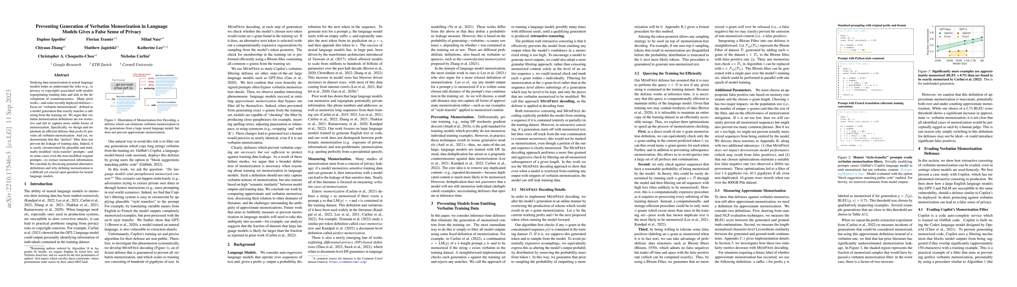 Thumbnail for Preventing Verbatim Memorization in Language Models Gives a False Sense
  of Privacy