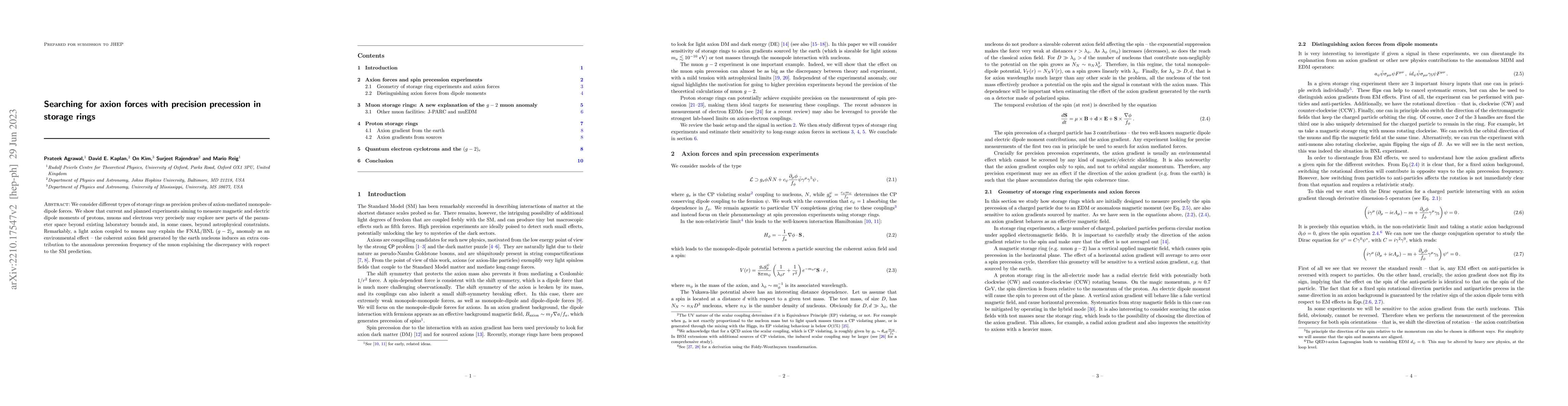 Thumbnail for Searching for axion forces with precision precession in storage rings