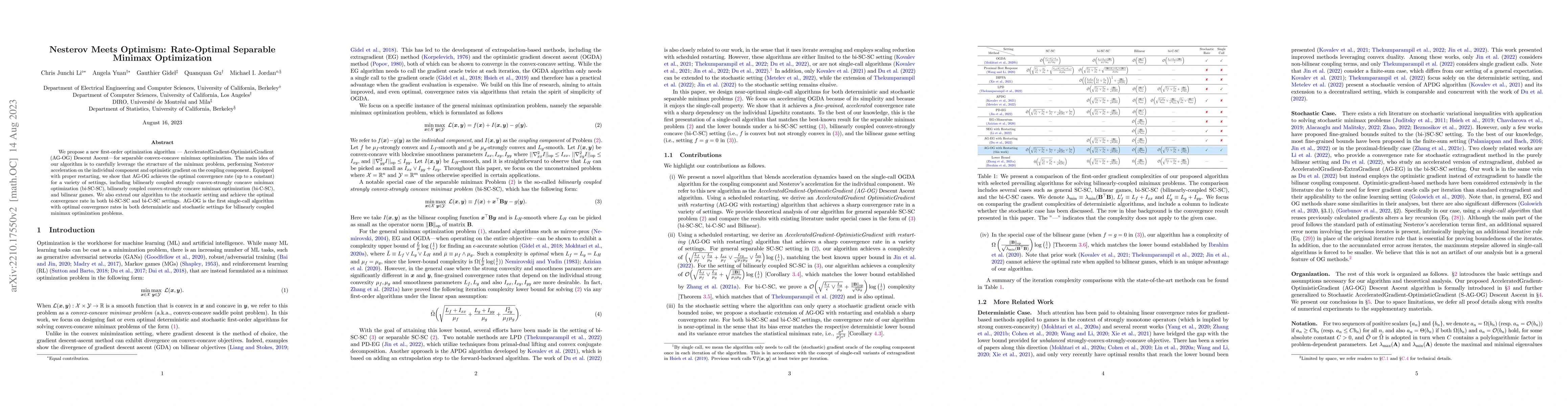 Thumbnail for Nesterov Meets Optimism: Rate-Optimal Separable Minimax Optimization