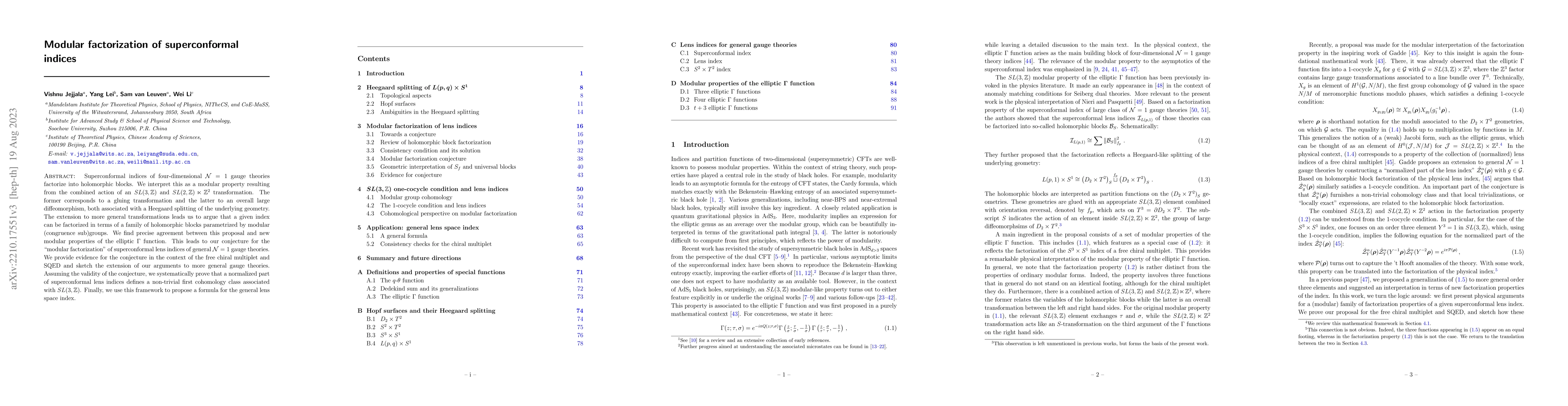 Thumbnail for Modular factorization of superconformal indices