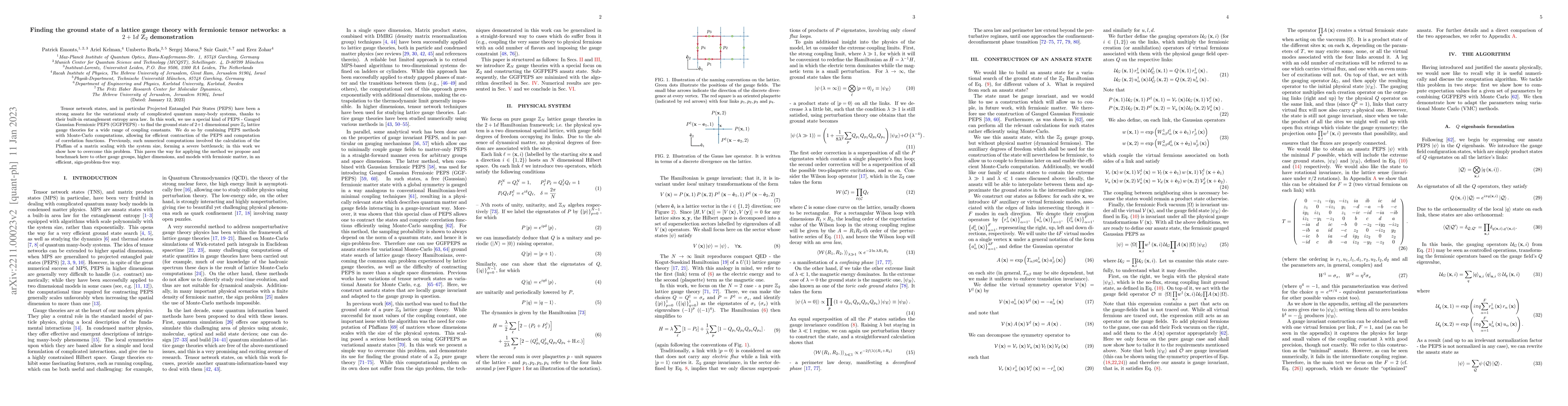Thumbnail for Finding the ground state of a lattice gauge theory with fermionic tensor
  networks: a $2+1d$ $\mathbb{Z}_2$ demonstration
