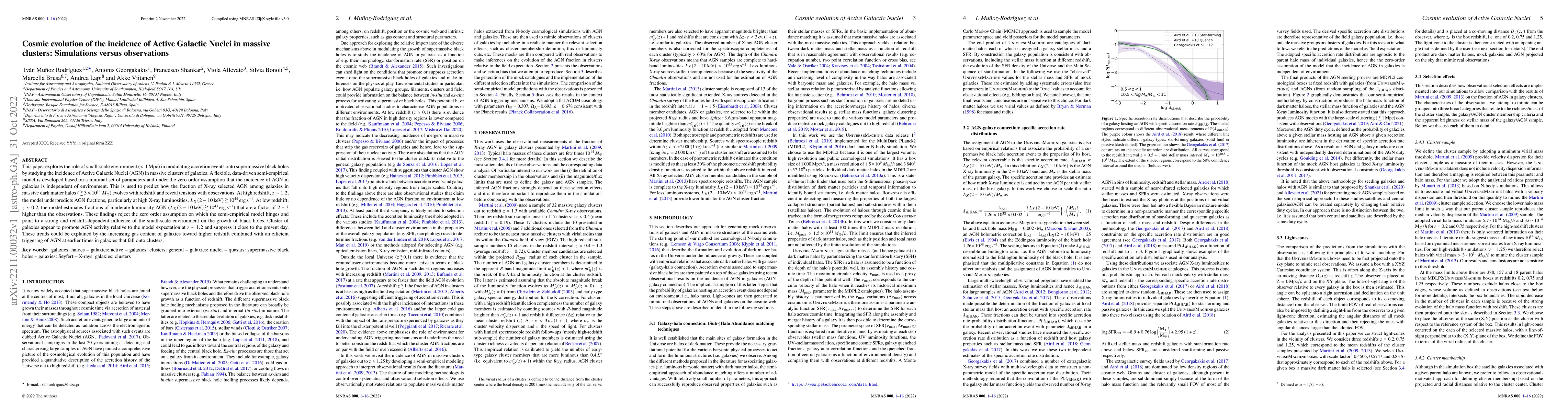 Thumbnail for Cosmic evolution of the incidence of Active Galactic Nuclei in massive
  clusters: Simulations versus observations