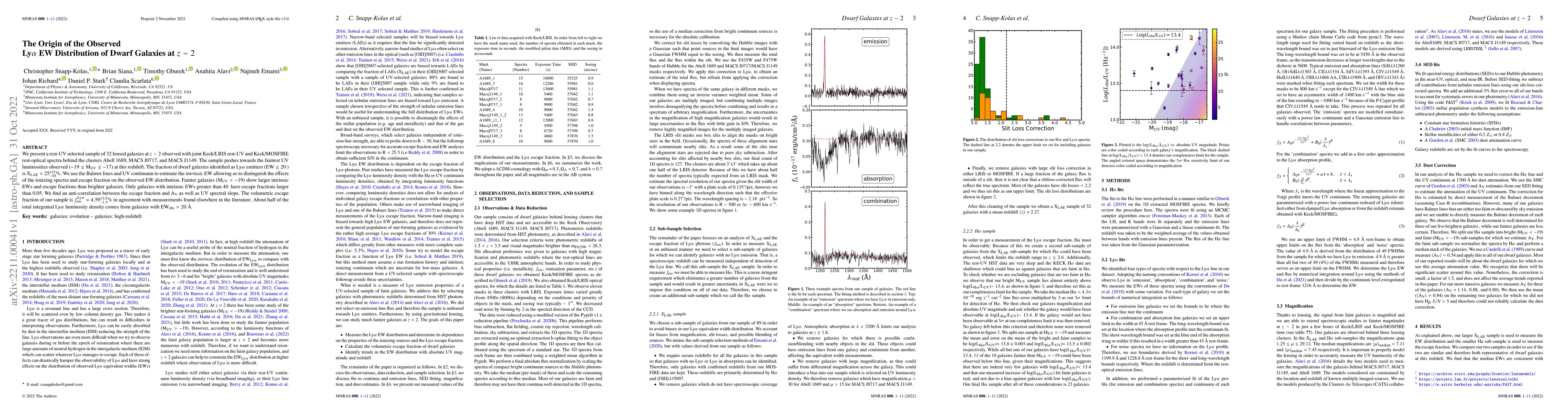 Thumbnail for The Origin of the Observed Lyman alpha EW Distribution of Dwarf Galaxies
  at z~2