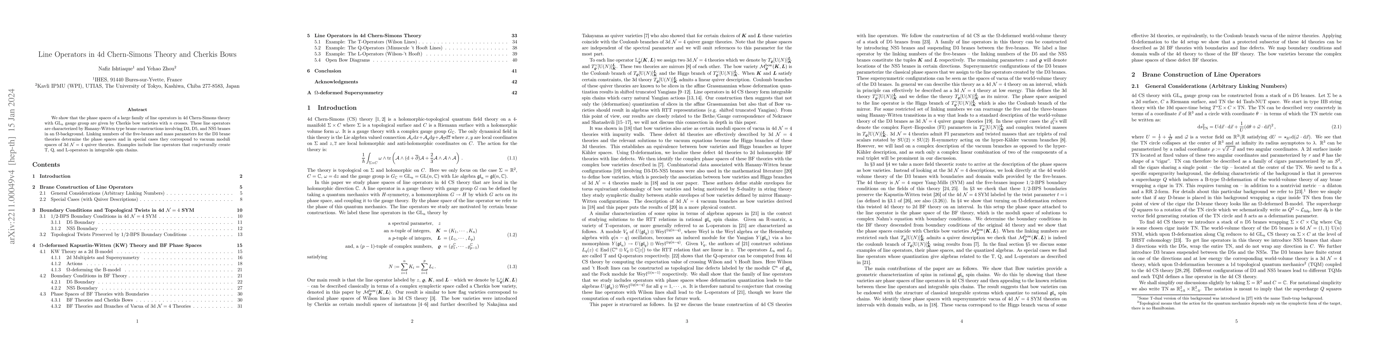 Thumbnail for Line Operators in 4d Chern-Simons Theory and Cherkis Bows