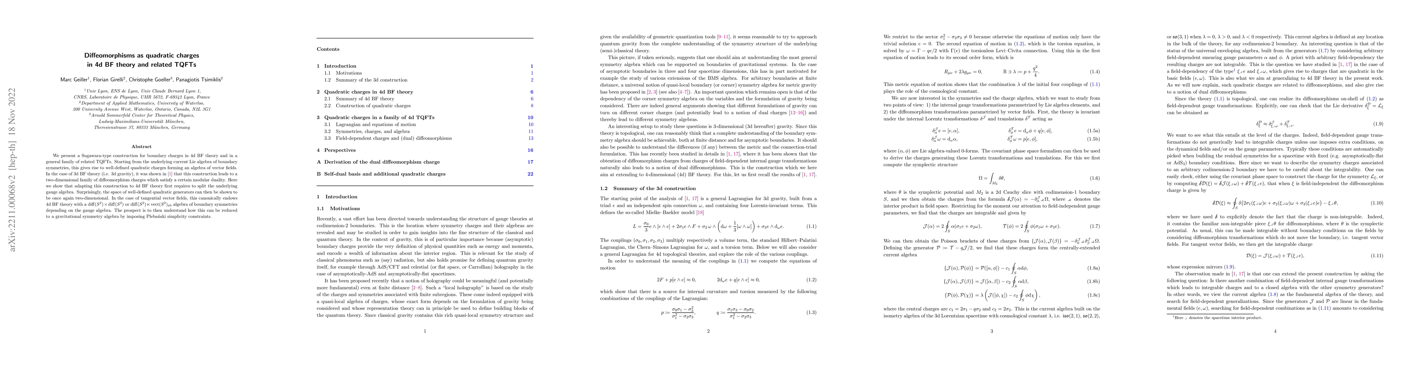 Thumbnail for Diffeomorphisms as quadratic charges in 4d BF theory and related TQFTs