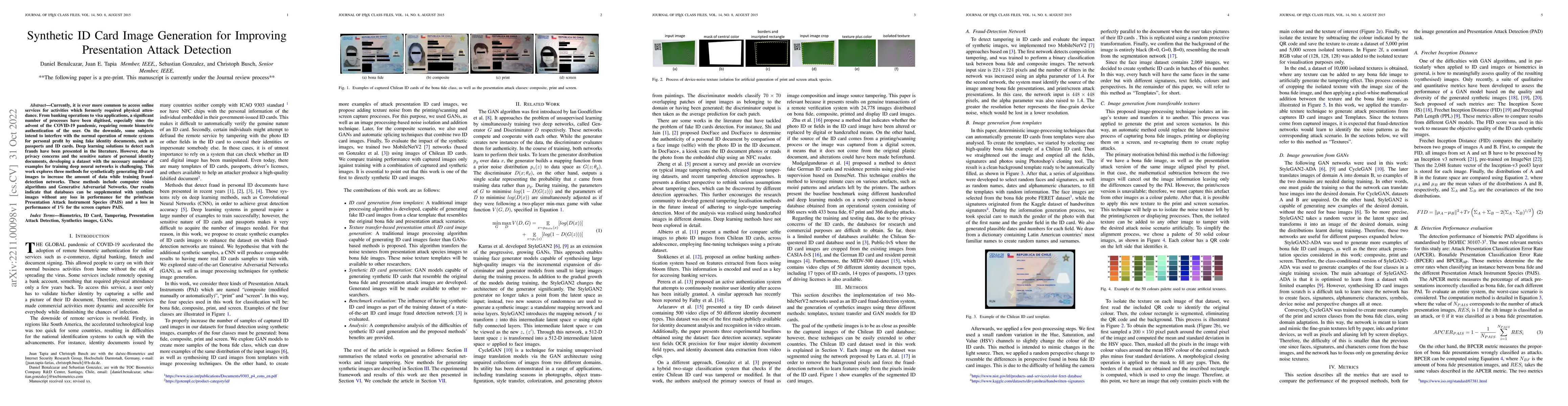 Thumbnail for Synthetic ID Card Image Generation for Improving Presentation Attack
  Detection
