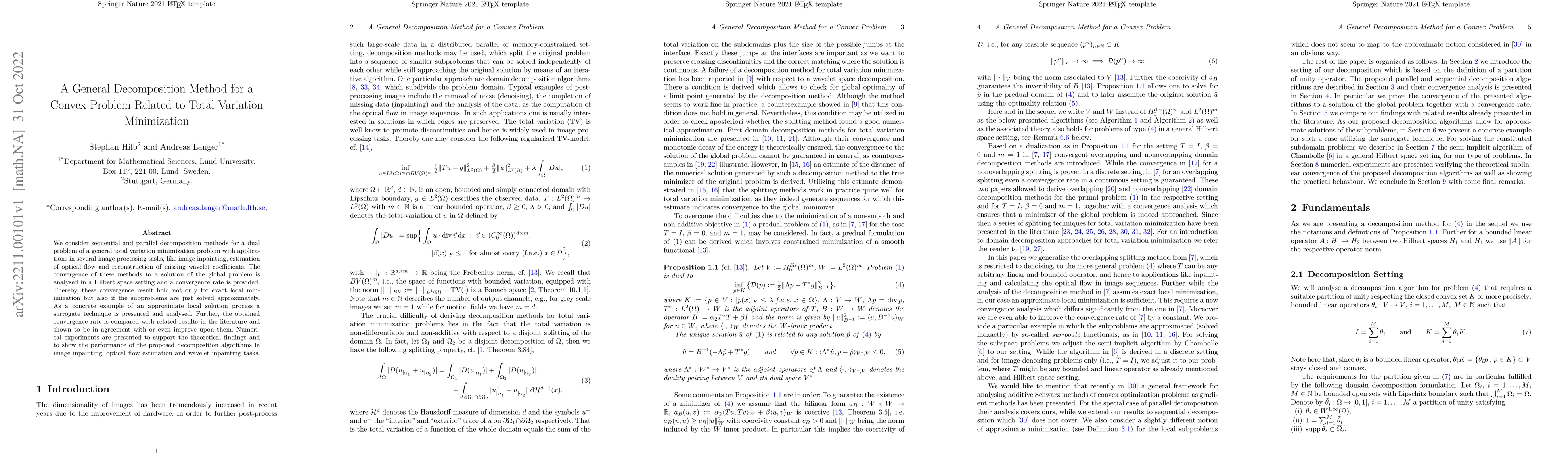Thumbnail for A General Decomposition Method for a Convex Problem Related to Total
  Variation Minimization