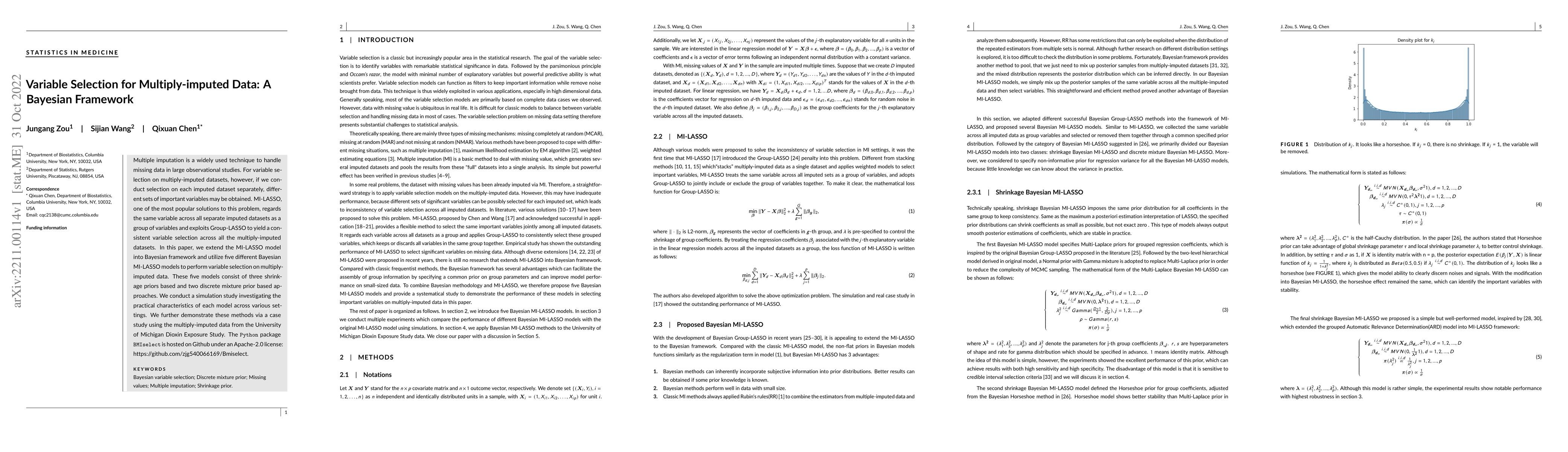 Thumbnail for Variable Selection for Multiply-imputed Data: A Bayesian Framework