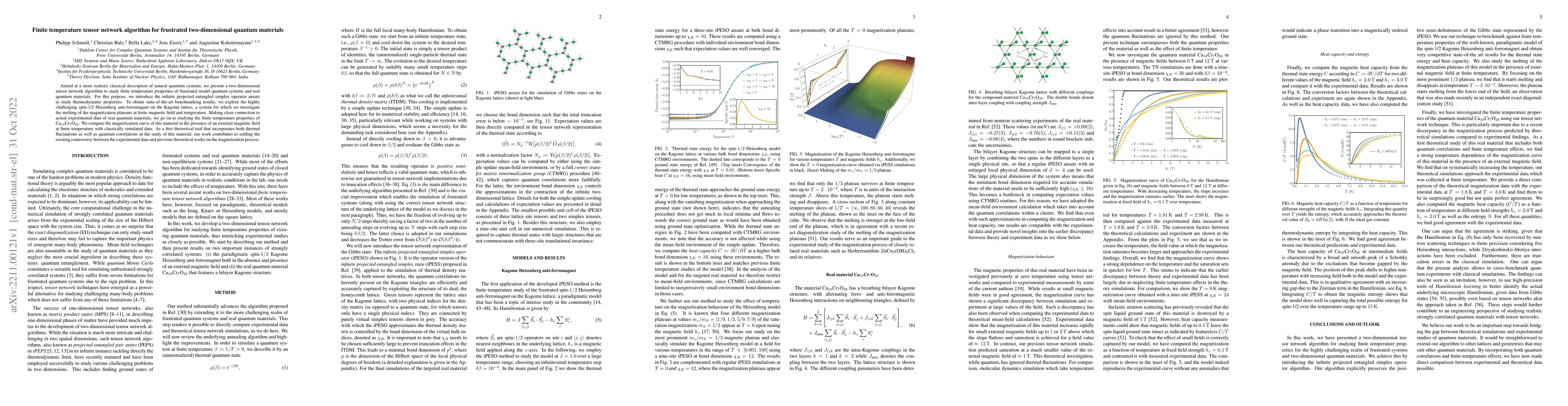 Thumbnail for Finite temperature tensor network algorithm for frustrated
  two-dimensional quantum materials