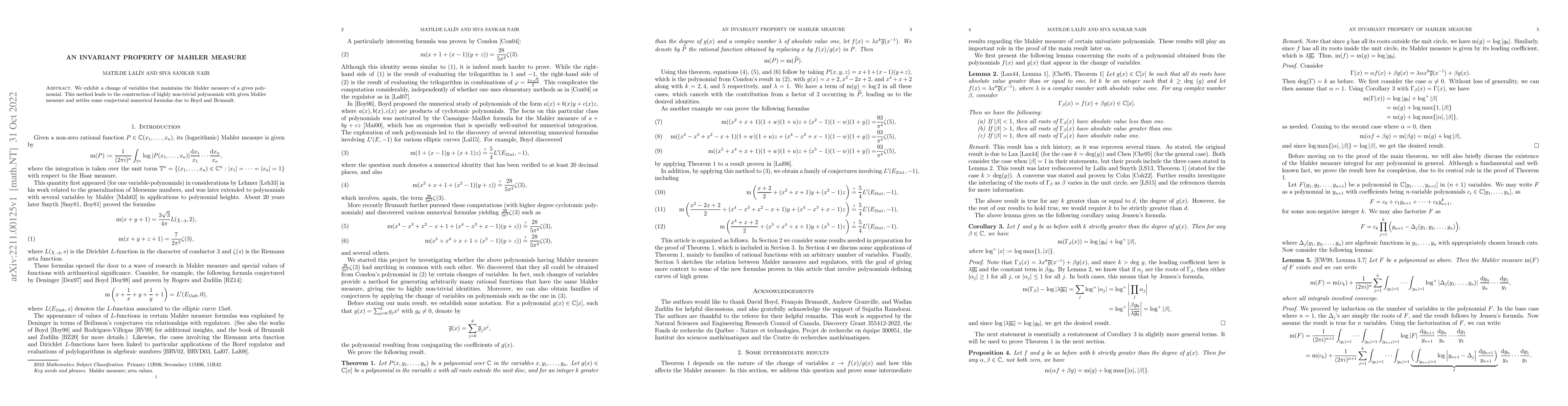 Thumbnail for An invariant property of Mahler measure
