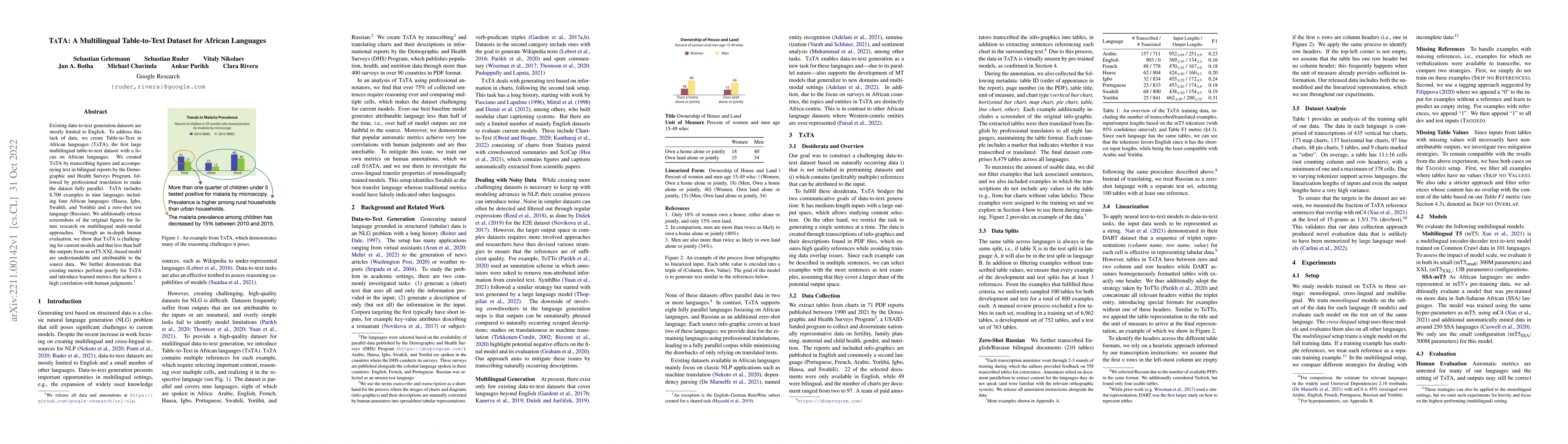 Thumbnail for TaTa: A Multilingual Table-to-Text Dataset for African Languages