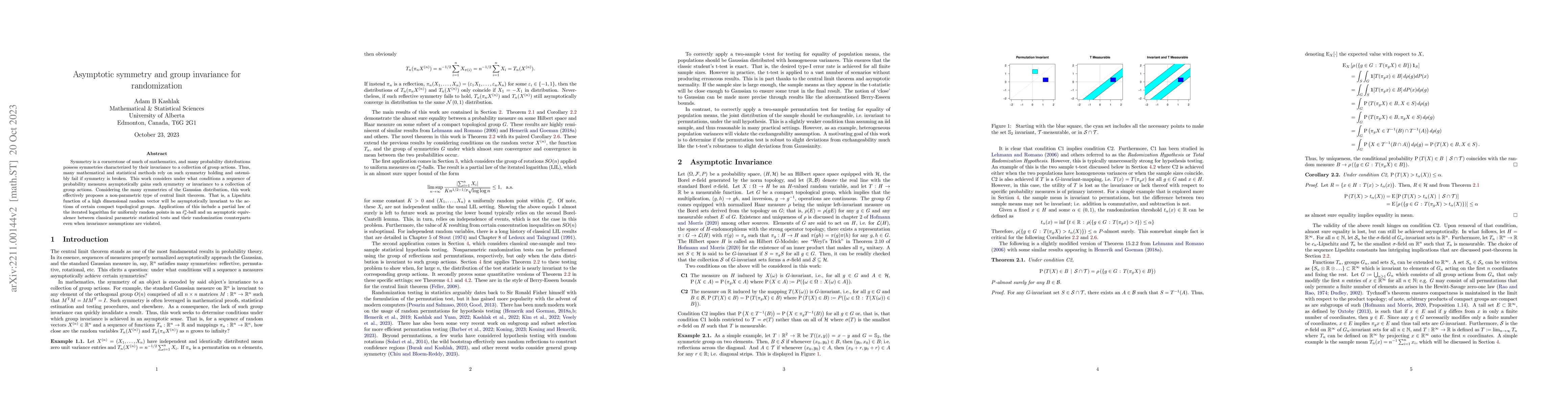 Thumbnail for Asymptotic symmetry and group invariance for randomization