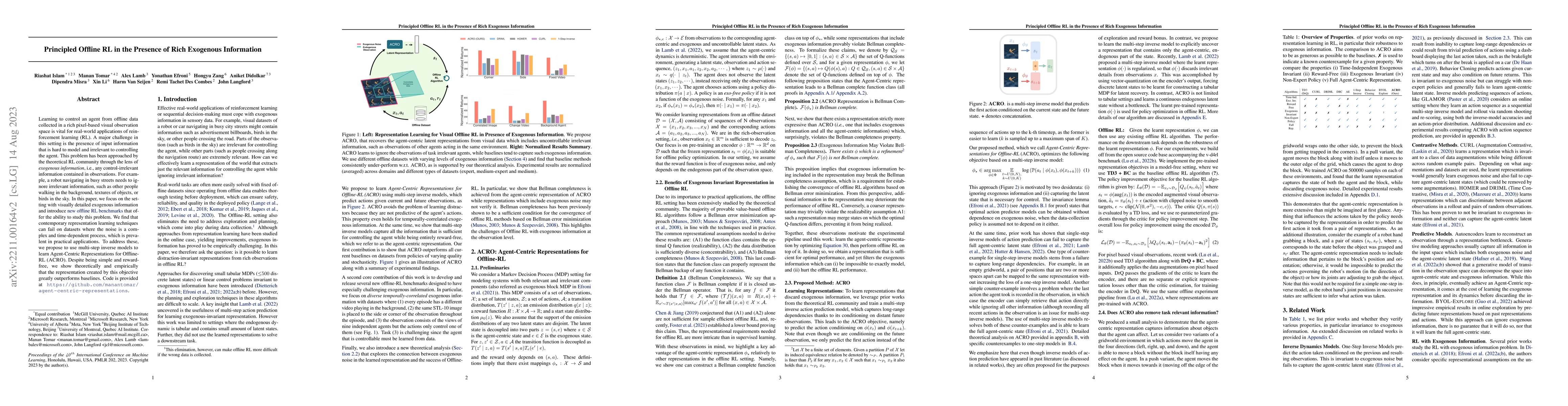 Thumbnail for Agent-Controller Representations: Principled Offline RL with Rich
  Exogenous Information