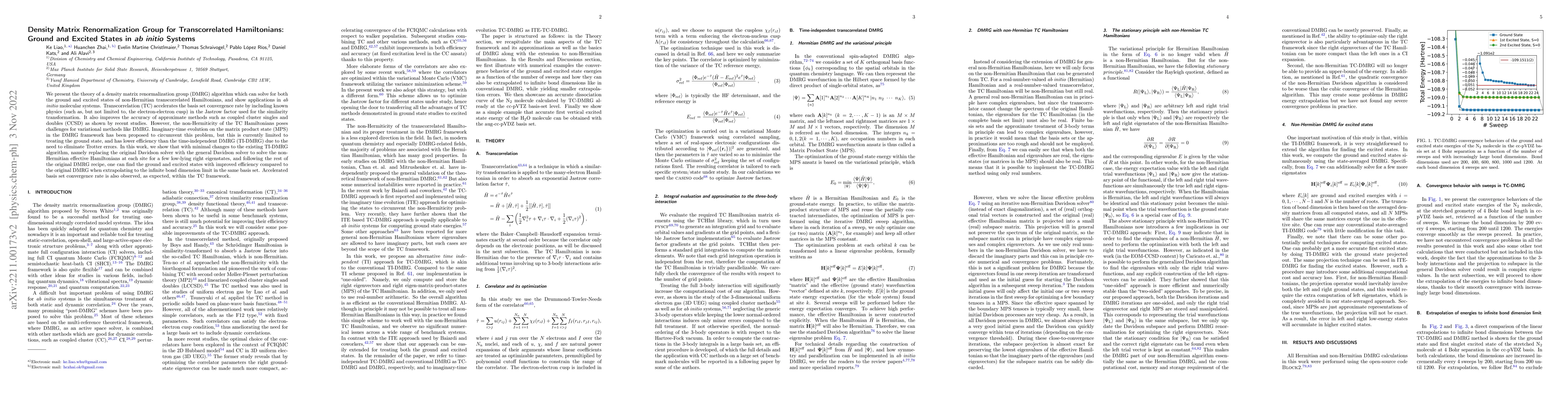 Thumbnail for Density Matrix Renormalization Group for Transcorrelated Hamiltonians:
  Ground and Excited States in \emph{ab initio} Systems