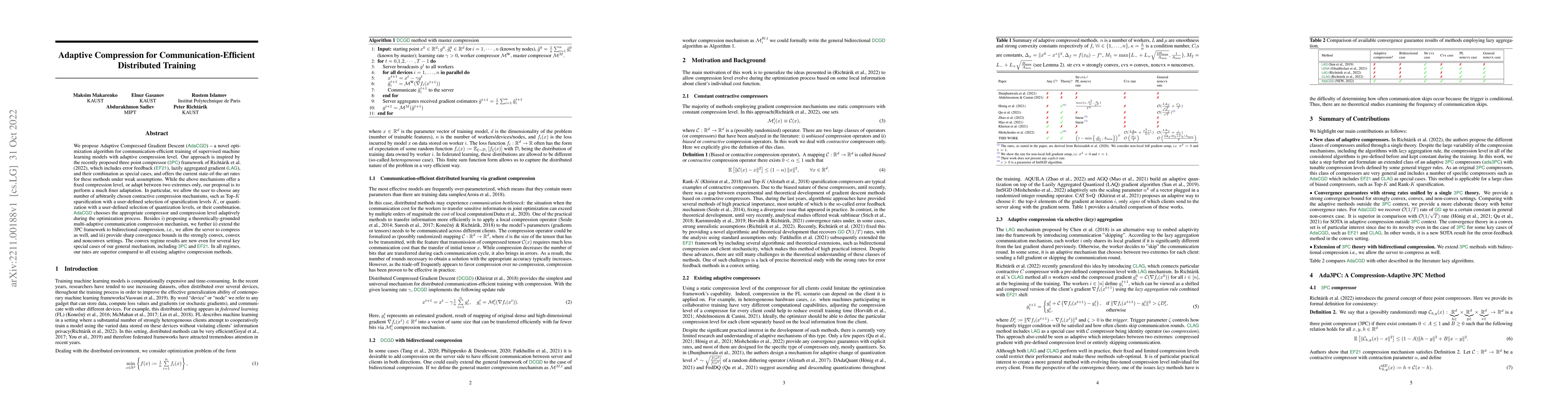 Thumbnail for Adaptive Compression for Communication-Efficient Distributed Training