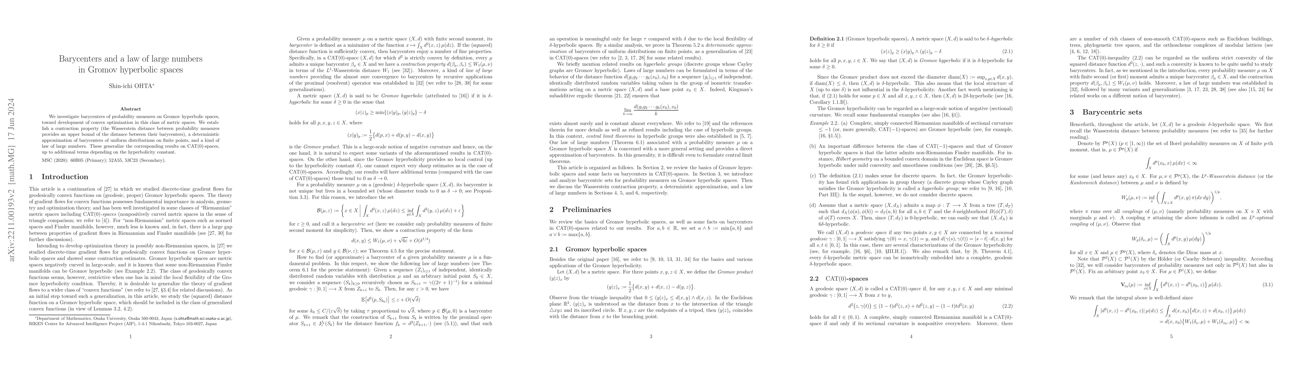 Thumbnail for Barycenters and a law of large numbers in Gromov hyperbolic spaces