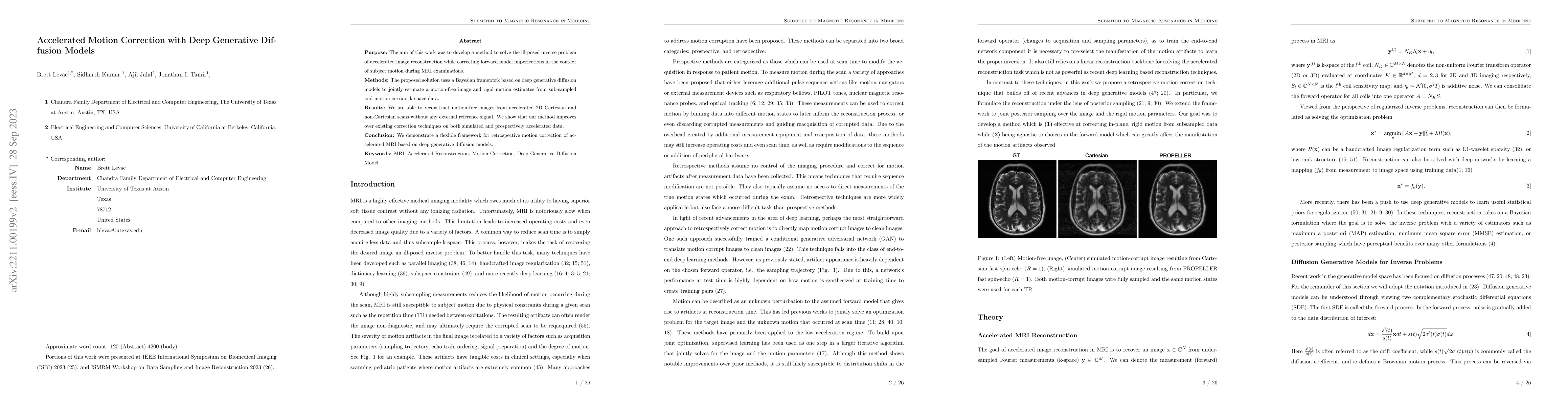 Thumbnail for Accelerated Motion Correction with Deep Generative Diffusion Models