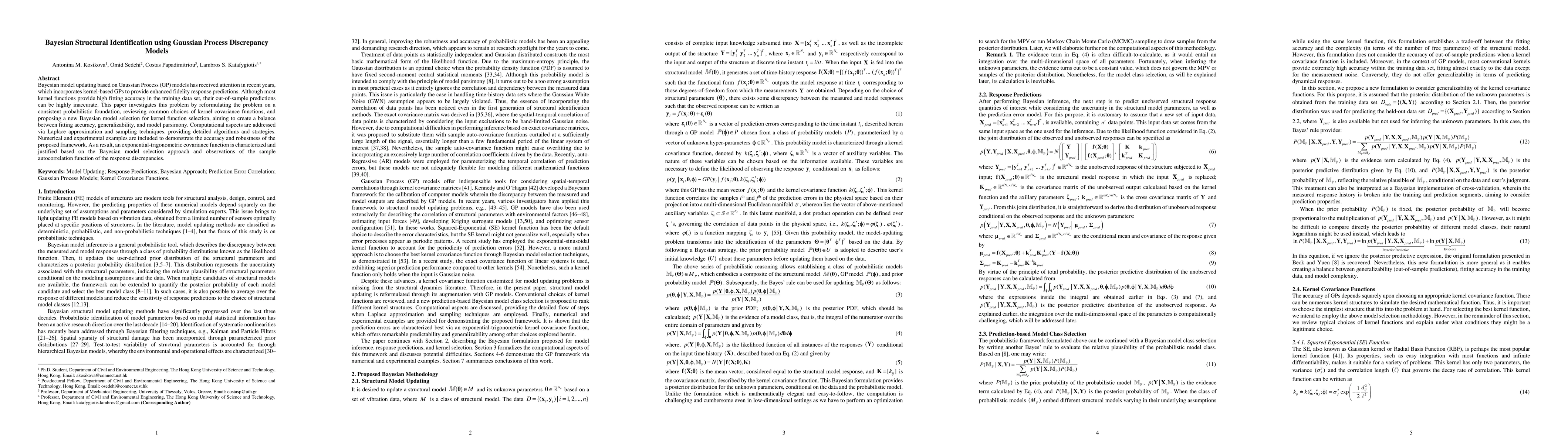 Thumbnail for Bayesian Structural Identification using Gaussian Process Discrepancy
  Models