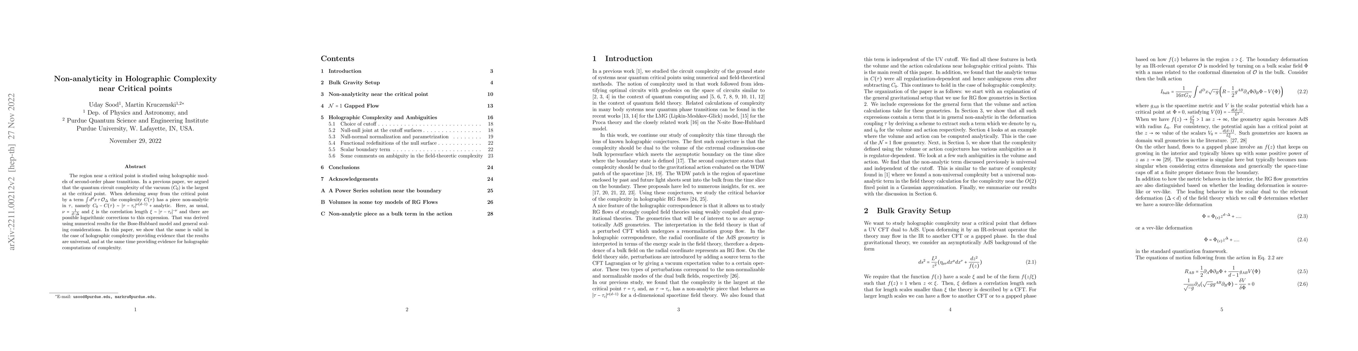 Thumbnail for Non-analyticity in Holographic Complexity near Critical points