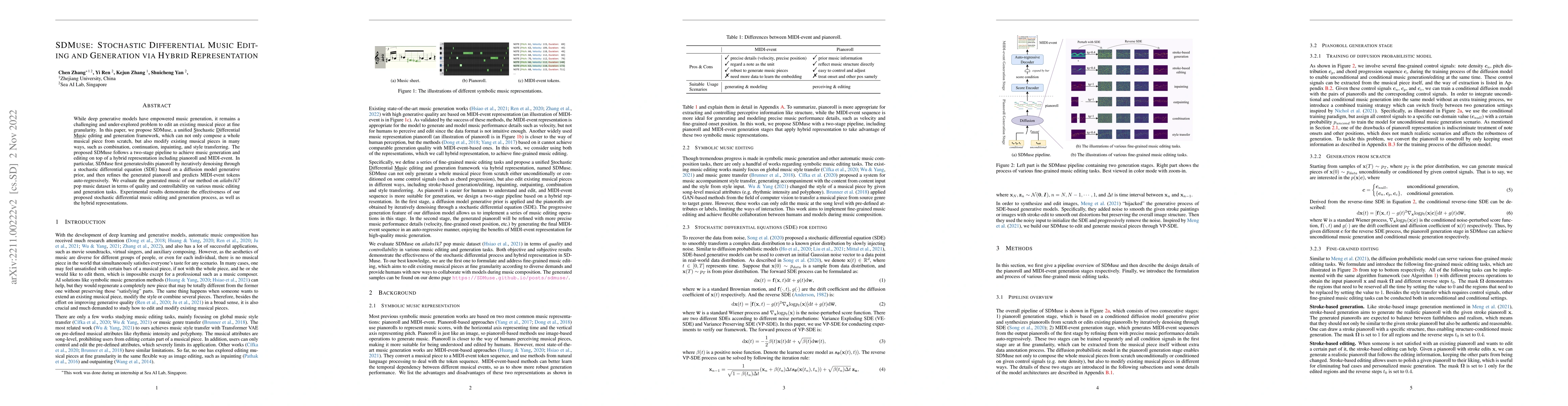Thumbnail for SDMuse: Stochastic Differential Music Editing and Generation via Hybrid
  Representation
