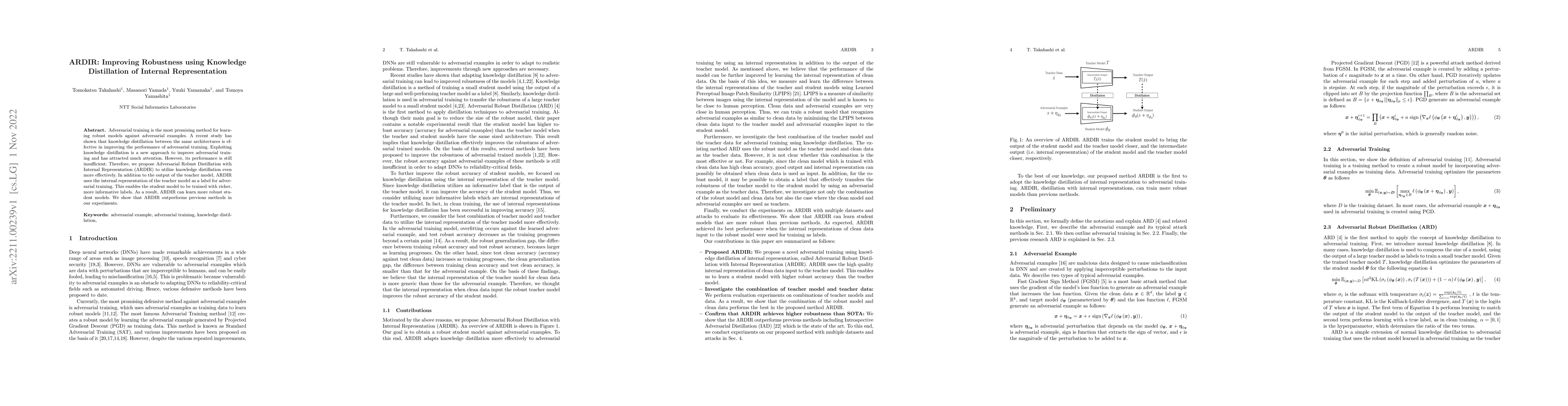 Thumbnail for ARDIR: Improving Robustness using Knowledge Distillation of Internal
  Representation