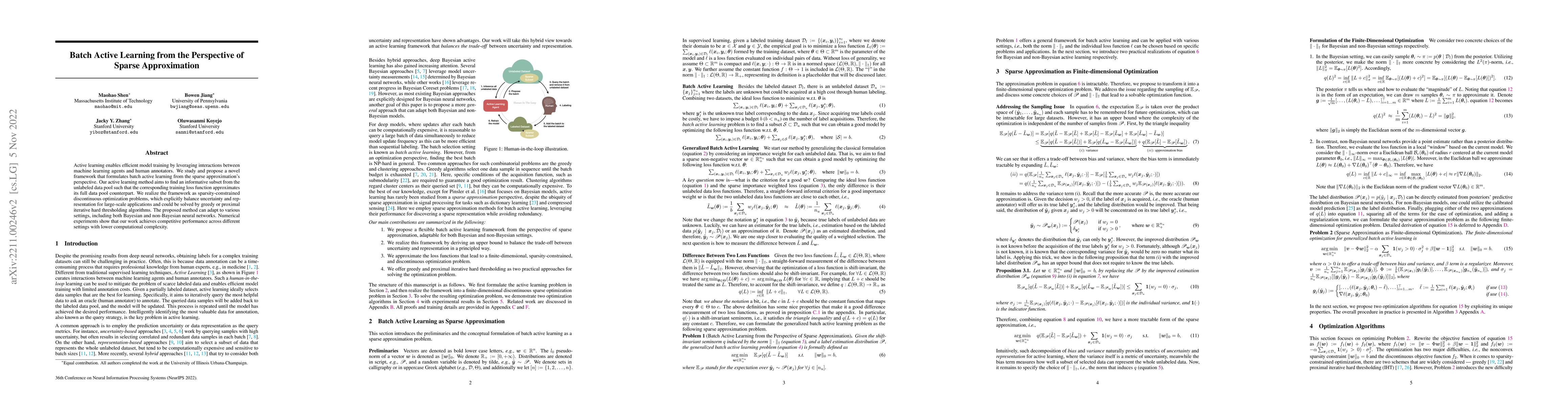Thumbnail for Batch Active Learning from the Perspective of Sparse Approximation